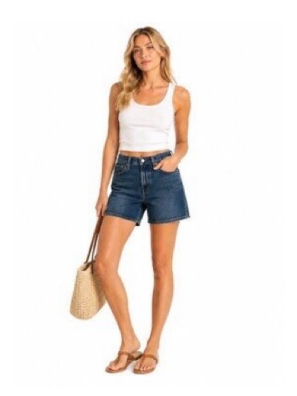 NWT Levi’s 501 Button Fly High Rise Mid- Thigh Dark Wash Jean Shorts